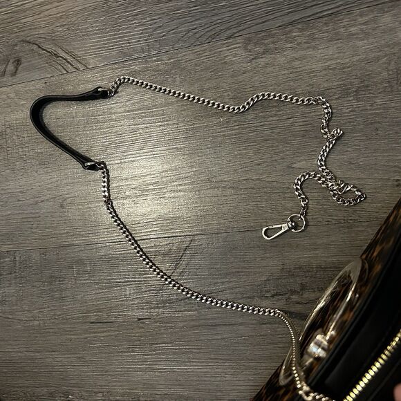 Ted Baker LIONA Leather Leopard Circle Handle Crossbody Black Purse Handbag - Picture 7 of 14